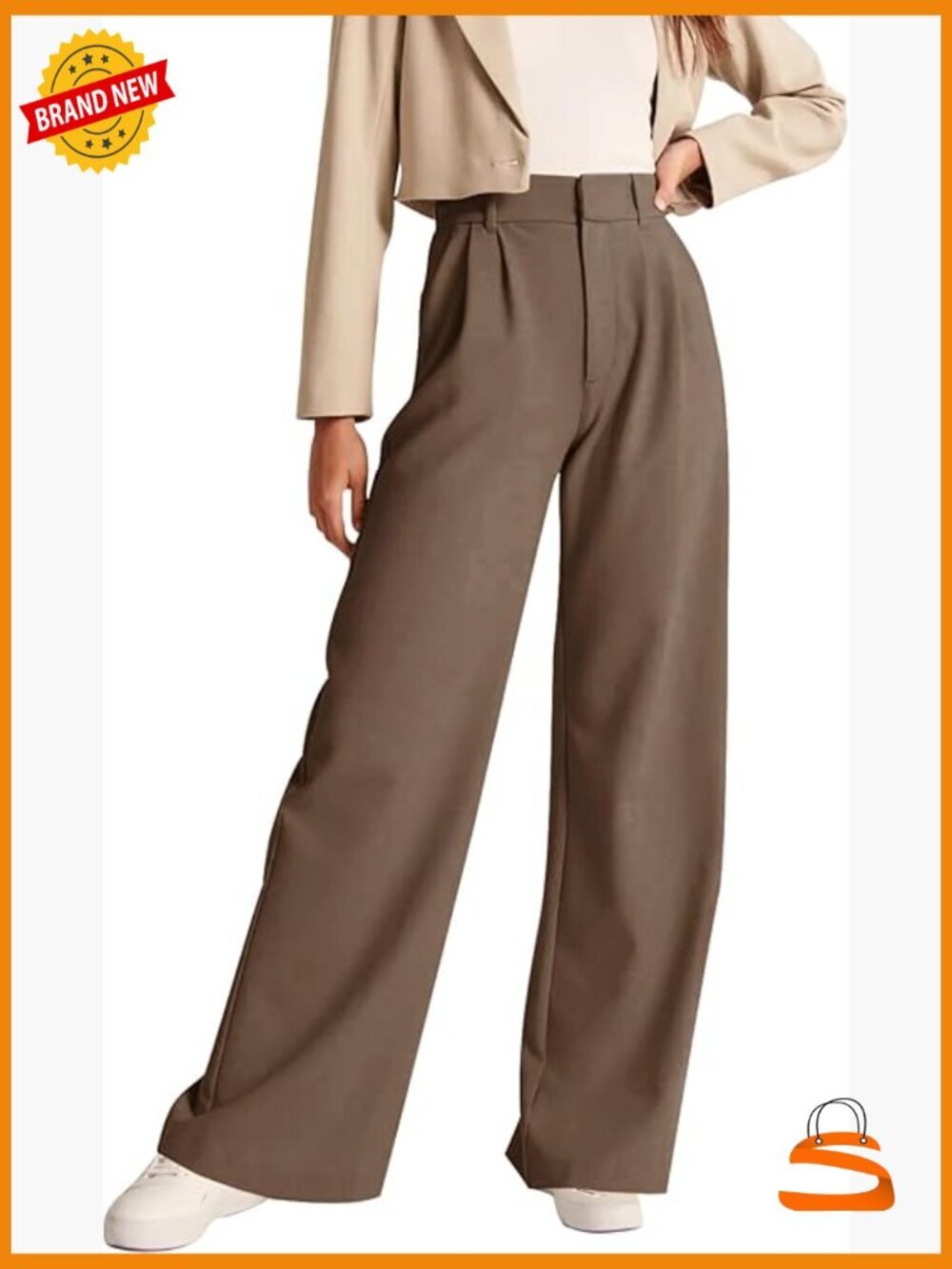 High Waisted Work Pants with Pockets Business Casual Trousers